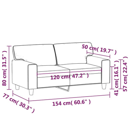 Sofá de 2 lugares 120 cm couro artificial preto