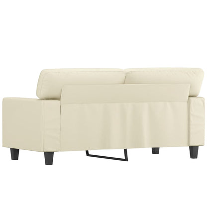 Sofá de 2 lugares 120 cm couro artificial cor creme