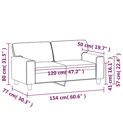 Sofá de 2 lugares 120 cm couro artificial cor cappuccino