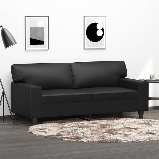 Sofá de 2 lugares 140 cm couro artificial preto