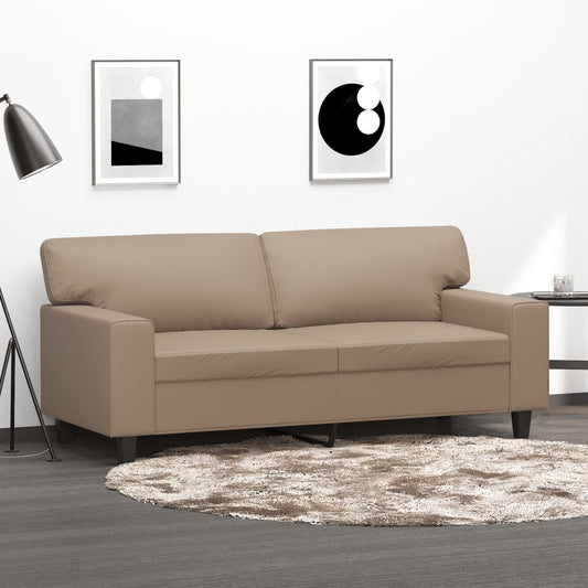 Sofá de 2 lugares 140 cm couro artificial cor cappuccino
