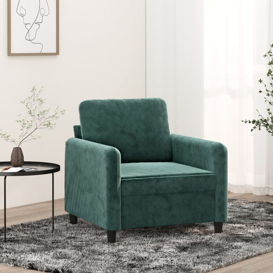 60 cm dark green velvet armchair