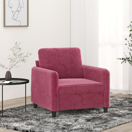 60 cm red velvet armchair