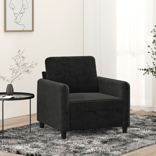 60 cm black velvet armchair