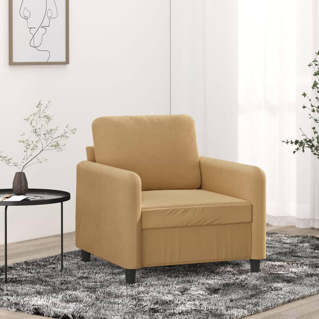 60 cm brown velvet armchair