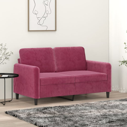 2-seater velvet sofa 120 cm red