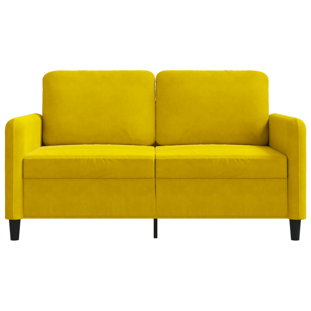 2-seater velvet sofa 120 cm yellow