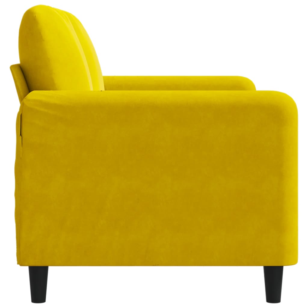 2-seater velvet sofa 120 cm yellow