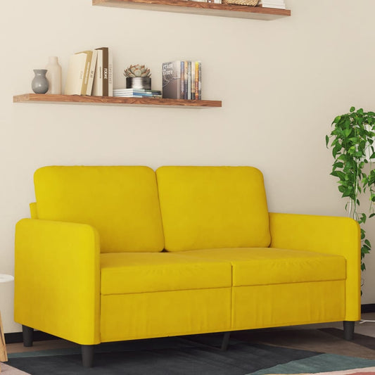 2-seater velvet sofa 120 cm yellow