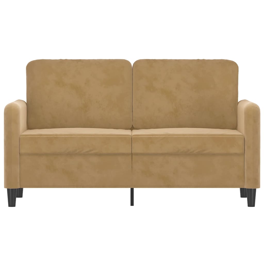 2-seater velvet sofa 120 cm brown