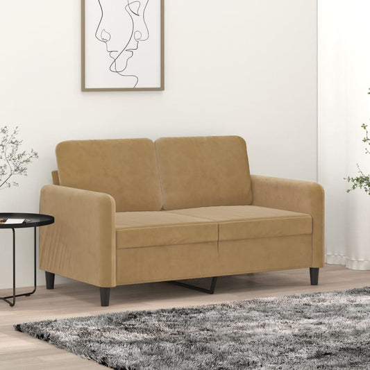 2-seater velvet sofa 120 cm brown
