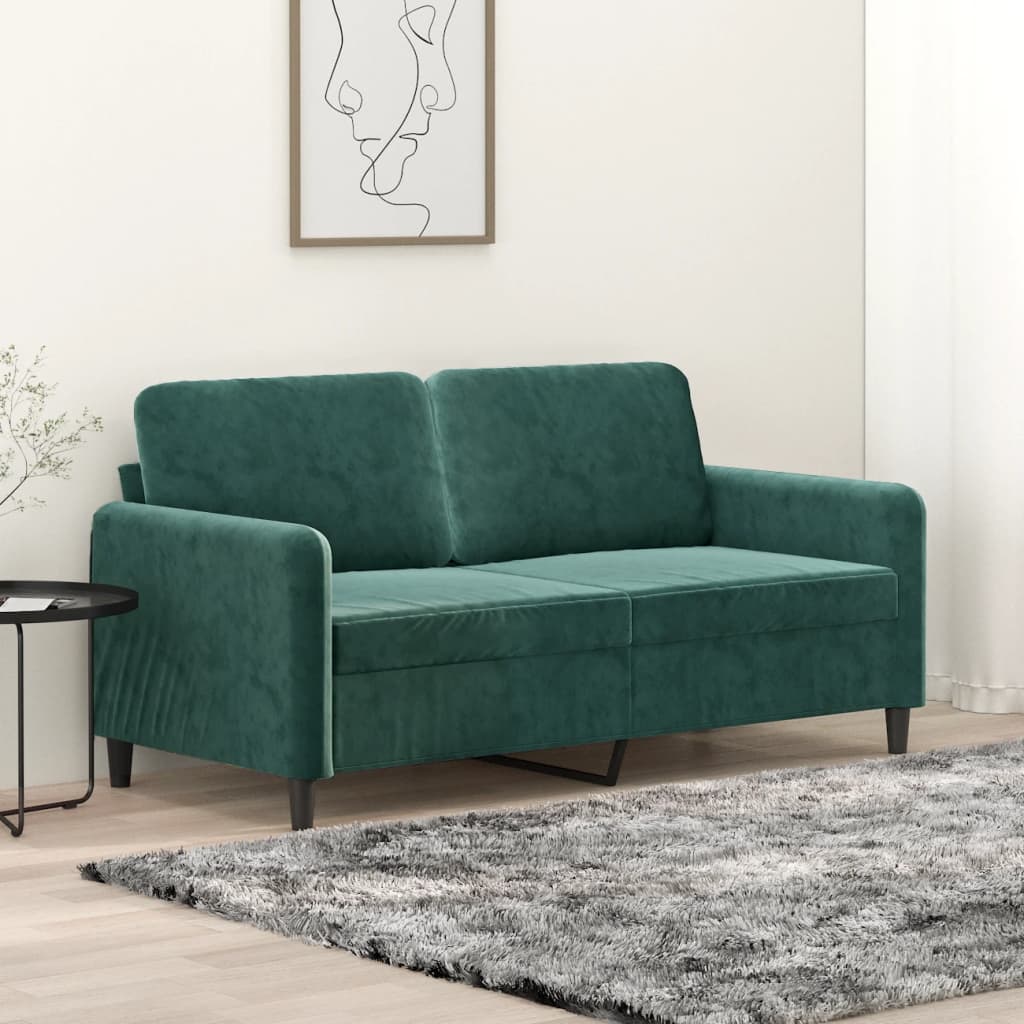 2-seater sofa 140 cm dark green velvet