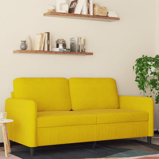 2-seater velvet sofa 140 cm yellow