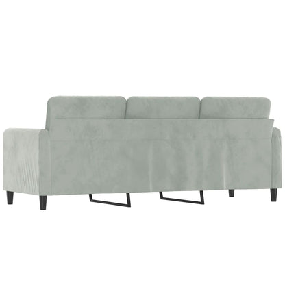 Sofá de 3 lugares 180 cm veludo cinzento-claro