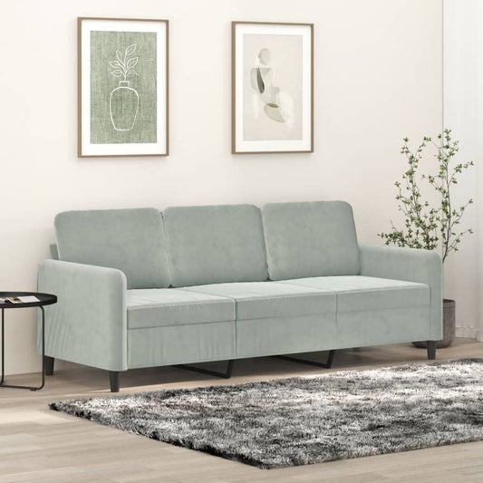 3-seater sofa 180 cm light grey velvet