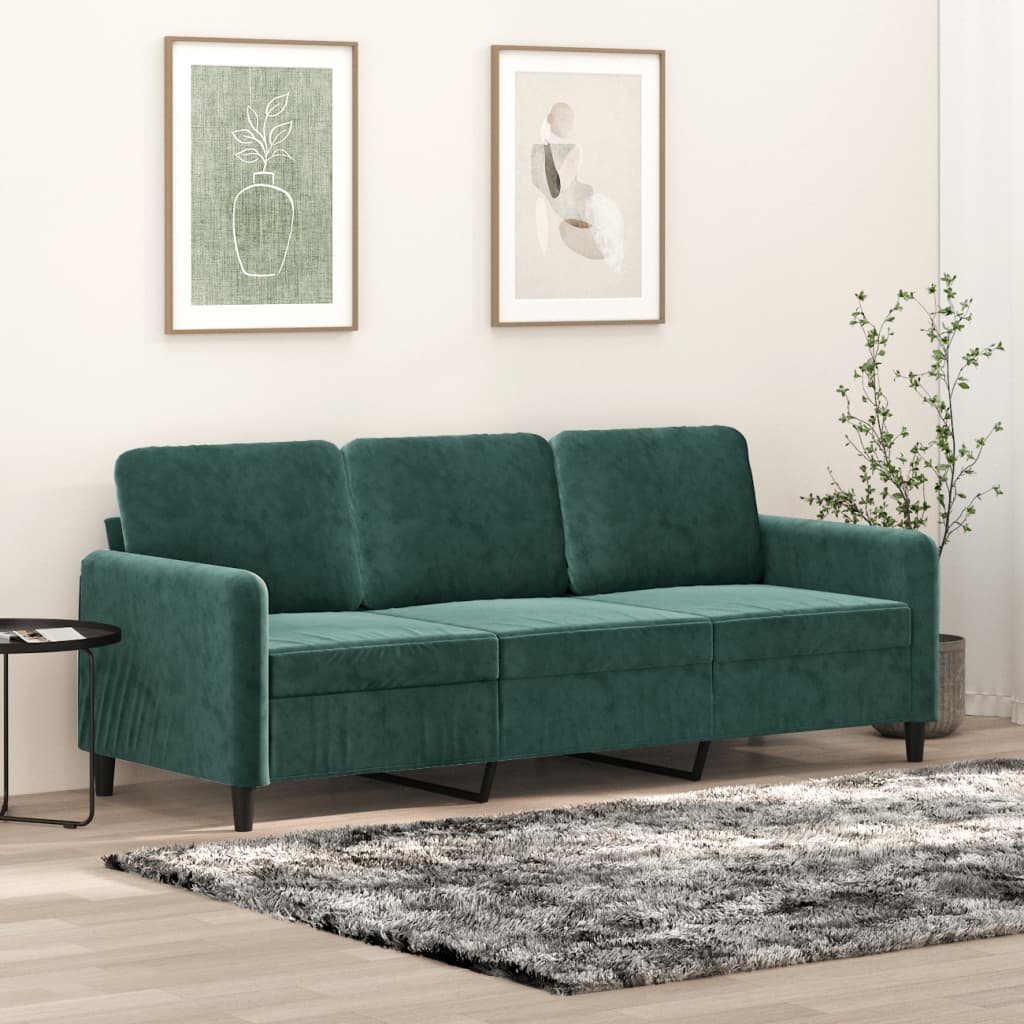 3-seater sofa 180 cm dark green velvet