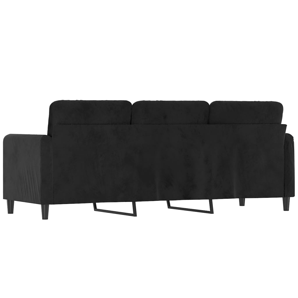 3-seater sofa 180 cm black velvet
