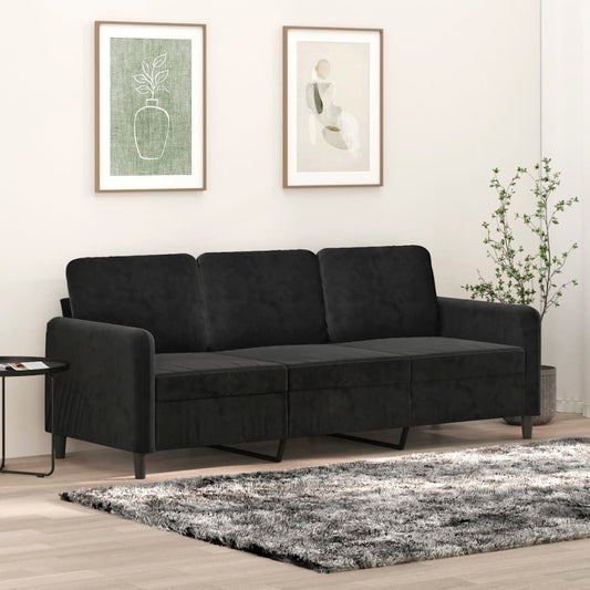 3-seater sofa 180 cm black velvet