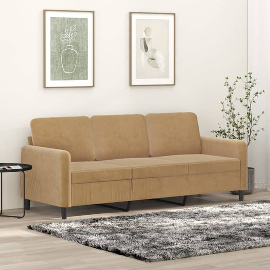 Sofá de 3 lugares 180 cm veludo castanho