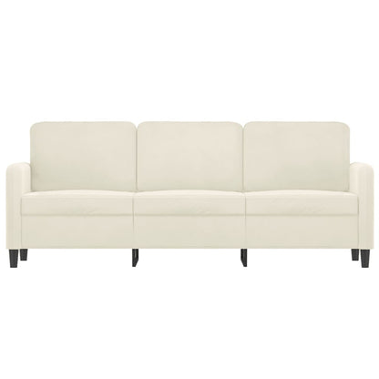 Sofá de 3 lugares 180 cm veludo cor creme