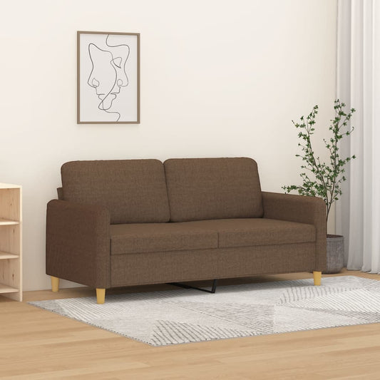 2-seater sofa in brown fabric 140 cm