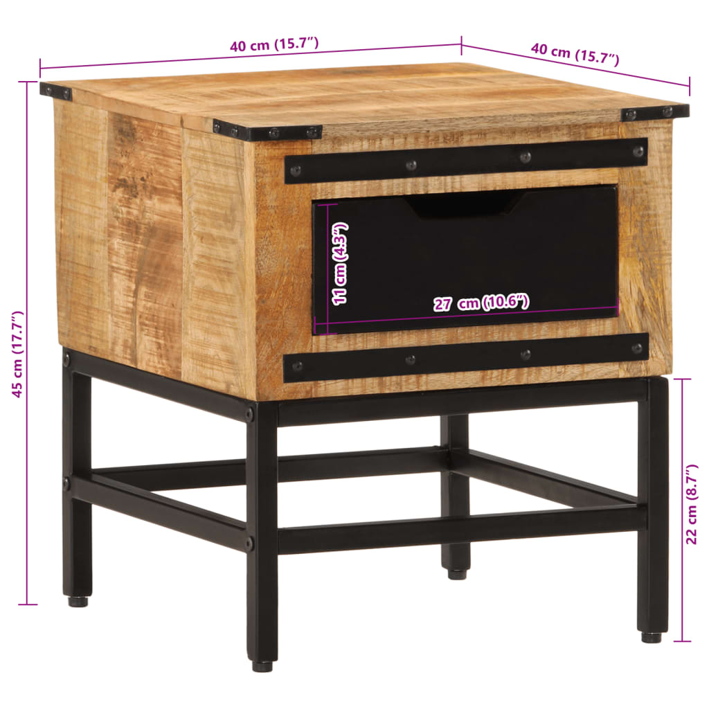 Bedside table 40x40x45 cm solid mango wood