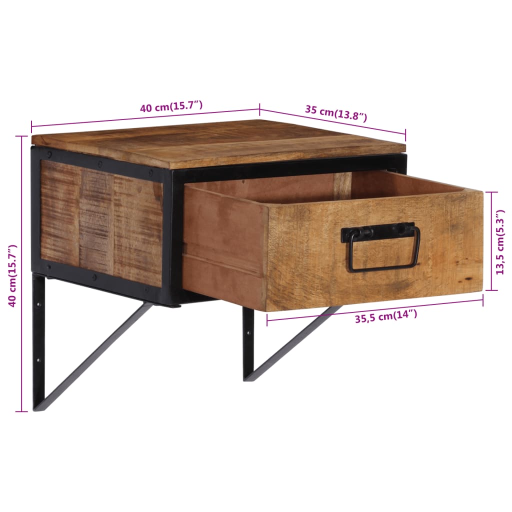 Bedside table 40x35x40 cm solid mango wood