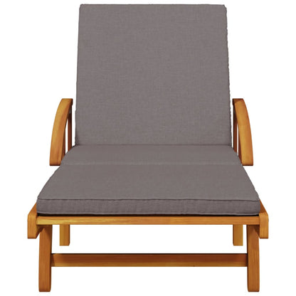 Sun lounger with cushion and solid acacia wood table