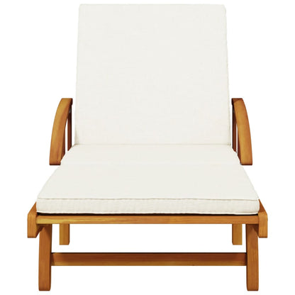 2 pcs sun loungers with table solid acacia wood
