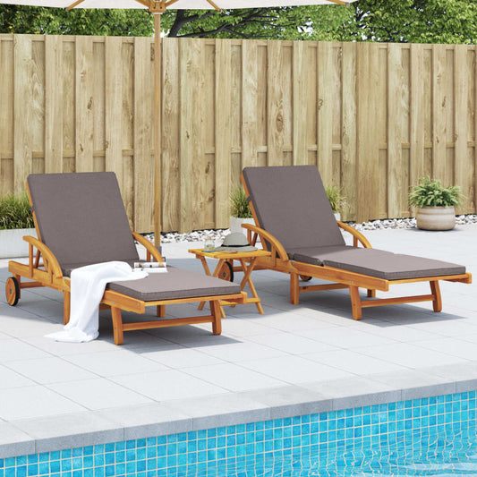 Sun loungers with cushions 2 pcs 200x68x83 cm solid acacia