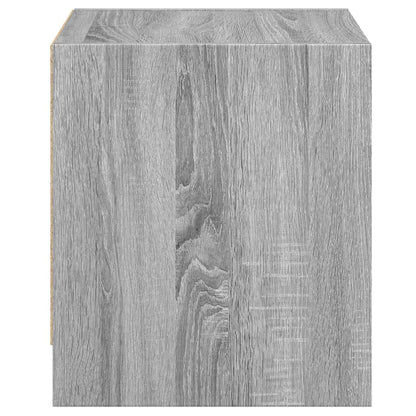 Mesa cabeceira c/ portas vidro 2 pcs 35x37x42cm cinzento sonoma