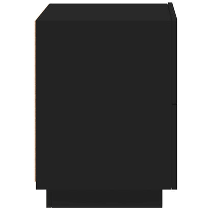Mesa de cabeceira com luzes LED derivados de madeira preto