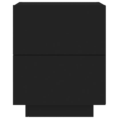 Mesas de cabeceira c/ luzes LED 2 pcs derivados madeira preto