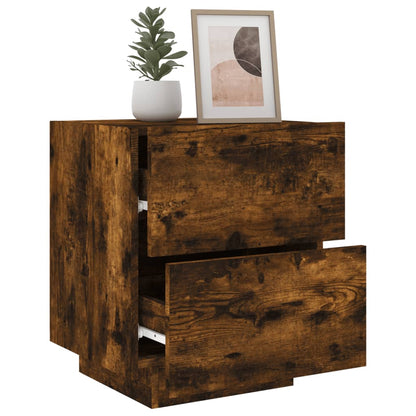 Bedside table with LED lights made from smoked oak wood
