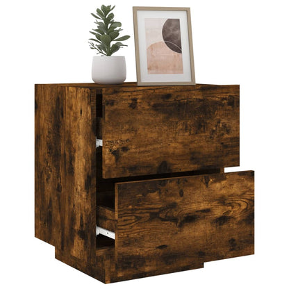 Bedside tables with LEDs 2 pcs made from smoked oak wood