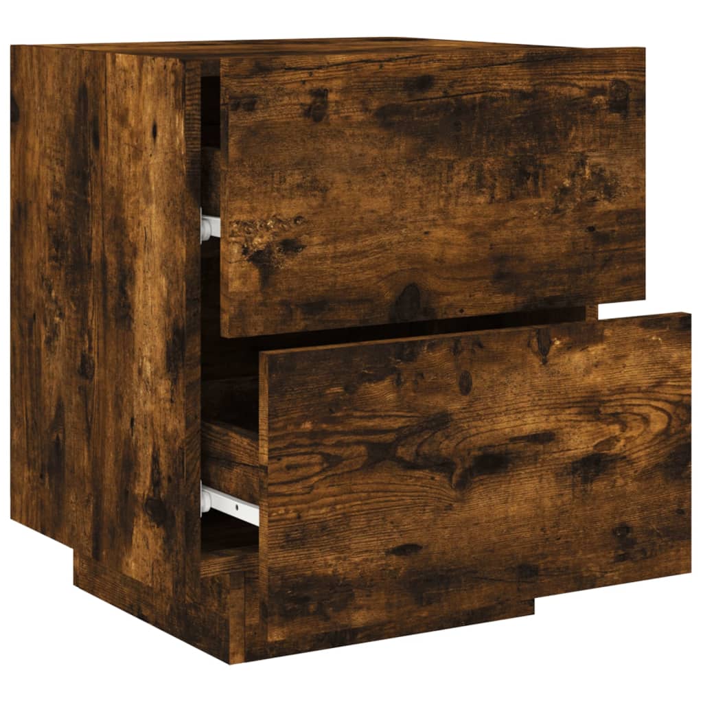 Bedside tables with LEDs 2 pcs made from smoked oak wood