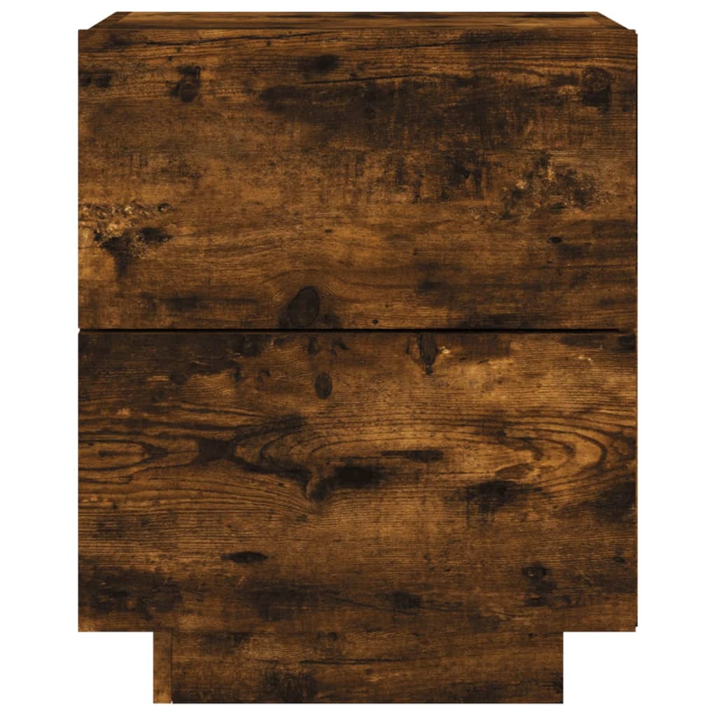 Bedside tables with LEDs 2 pcs made from smoked oak wood