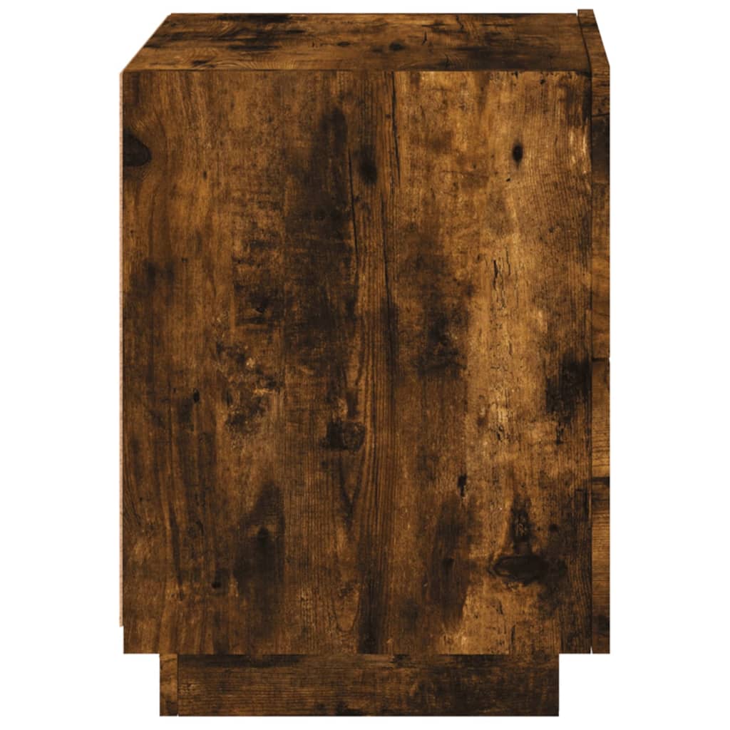 Bedside tables with LEDs 2 pcs made from smoked oak wood