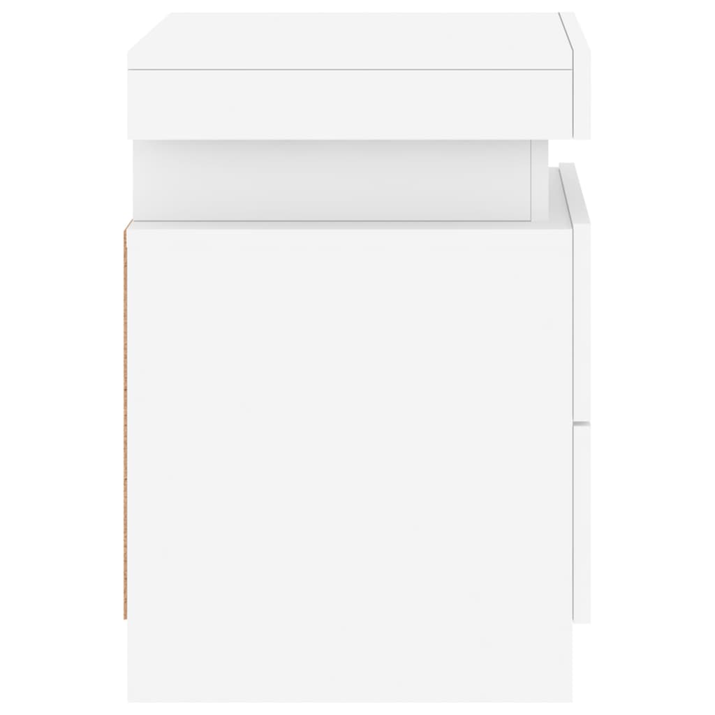 Mesa de cabeceira com luzes LED 35x39x55 cm branco
