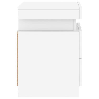 Mesa de cabeceira com luzes LED 35x39x55 cm branco