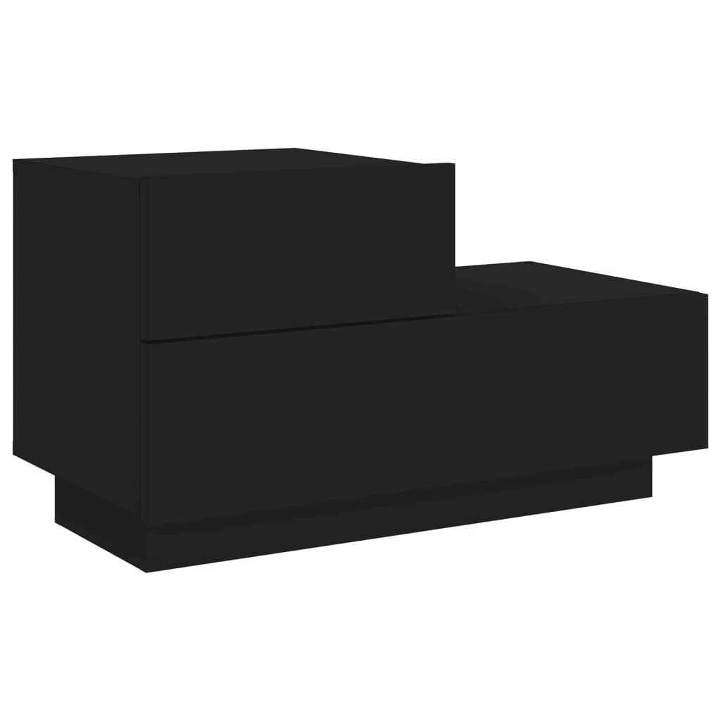 Mesa de cabeceira com luzes LED 70x36x40,5 cm preto
