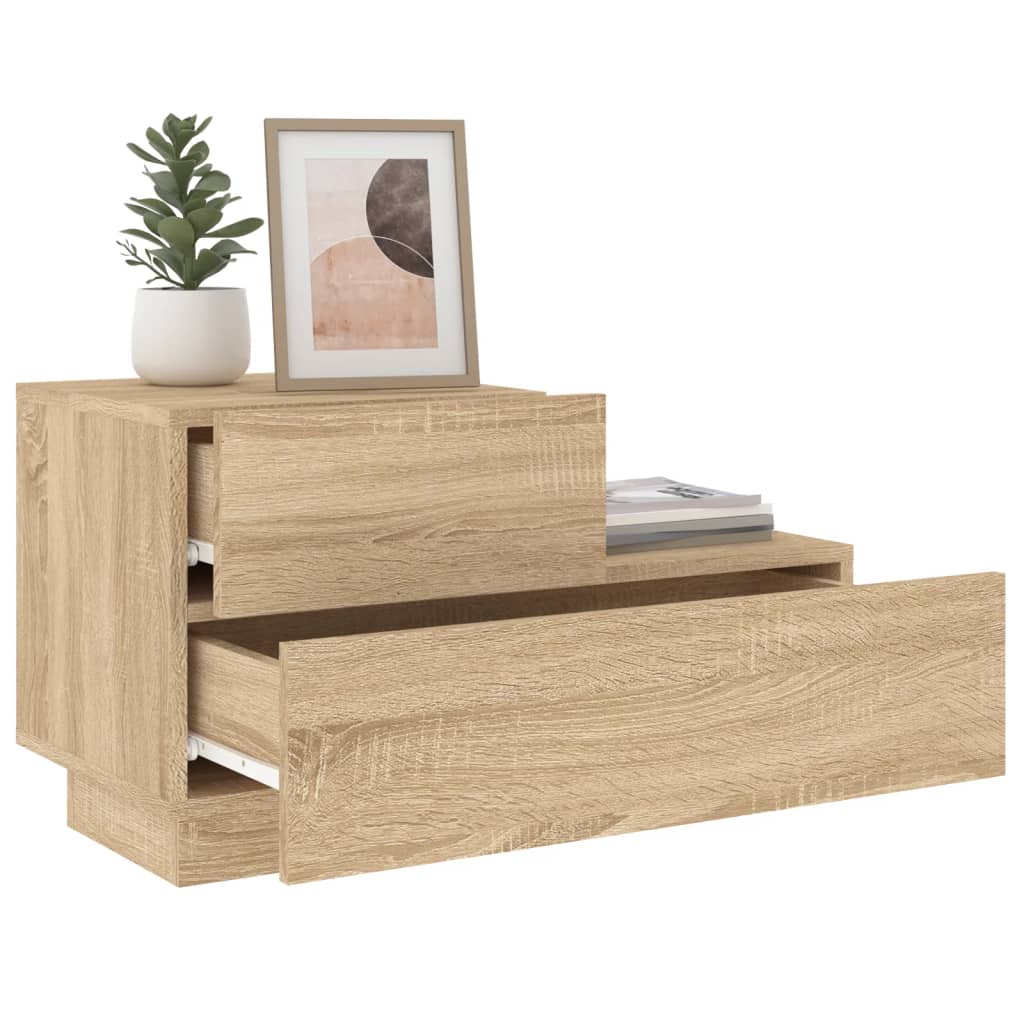 Mesa de cabeceira com luzes LED 70x36x40,5 cm carvalho sonoma