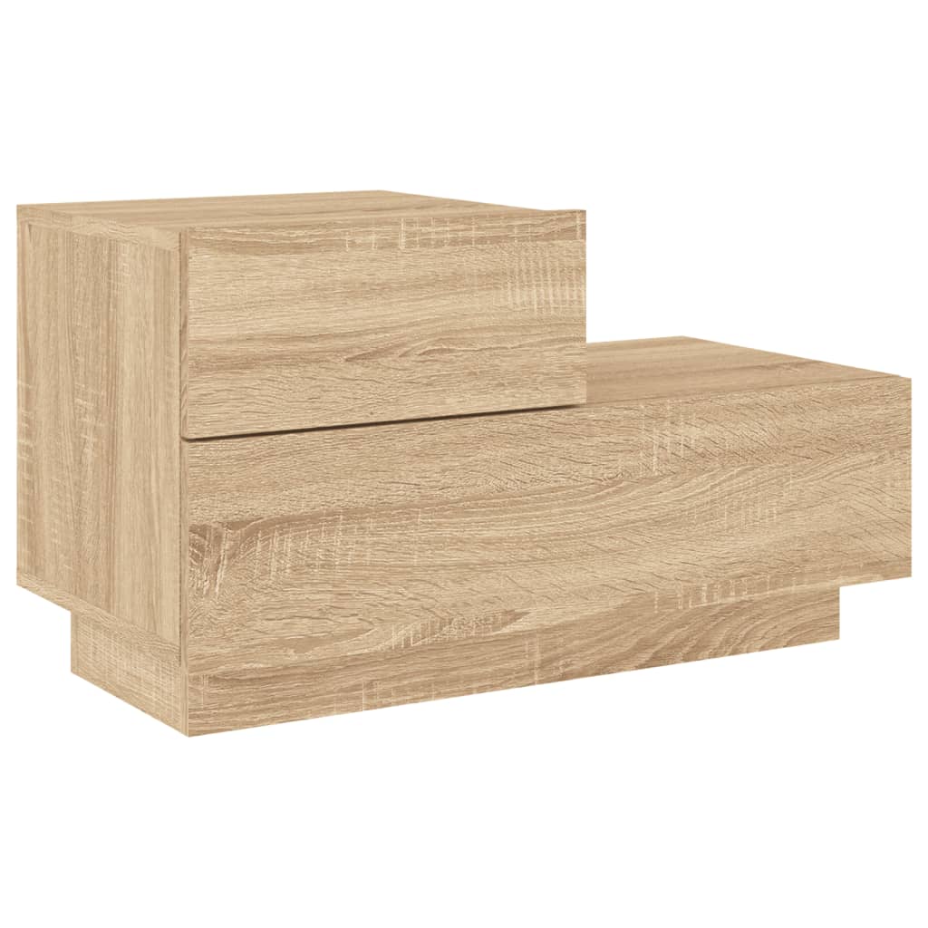 Mesa de cabeceira com luzes LED 70x36x40,5 cm carvalho sonoma