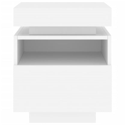 Mesa de cabeceira com luzes LED 40x39x48,5 cm branco