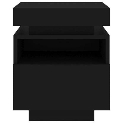 Mesa de cabeceira com luzes LED 40x39x48,5 cm preto