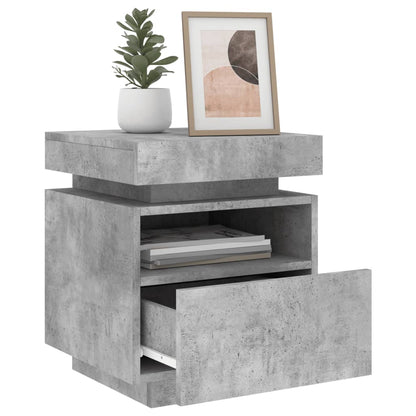 Bedside tables with LED lights 2 pcs 40x39x48.5cm cement grey
