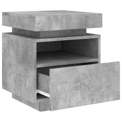 Bedside tables with LED lights 2 pcs 40x39x48.5cm cement grey