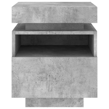 Bedside tables with LED lights 2 pcs 40x39x48.5cm cement grey