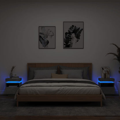 Bedside tables with LED lights 2 pcs 40x39x48.5cm cement grey