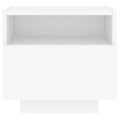 Mesa de cabeceira com luzes LED 40x39x37 cm branco